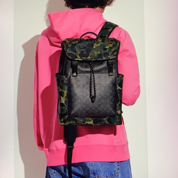 Coach Handbags - Coach League Flap Backpack In Signature Canvas With Camo Print